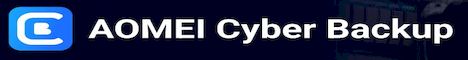 Blue banner featuring the AOMEI Cyber Backup logo on the left with the text 'AOMEI Cyber Backup' in white across a dark blue background