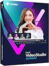 VideoStudio_2023_ult_en_box - Ohjelmistot.fi Corel VideoStudio Ultimate software box featuring a smiling woman on a laptop screen and a purple V-shaped design.