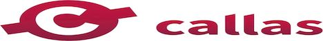 Callas logo in red with a stylized swoosh and the word 'callas'.
